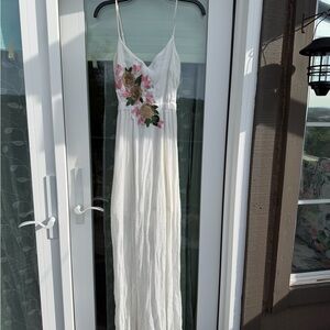 BNWOT Say What? White Maxi Dress with Floral Design